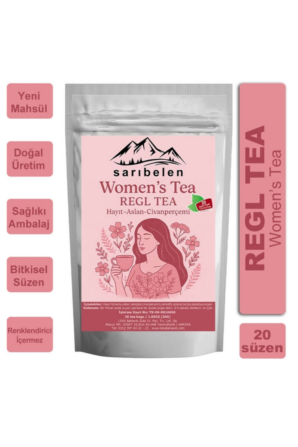 Tisana mestruale da donna Saribelen 30g, 20 bustine filtro