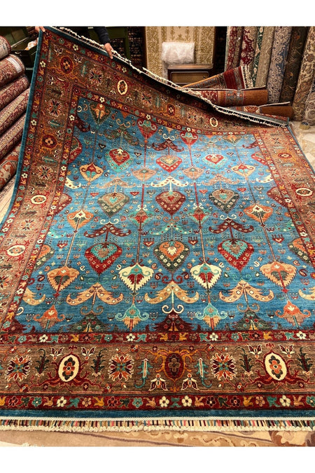 RD RAMAZAN DAG Hand Rug Art Hand-Woven Afgan Rug Cotton Base Wool Weave Olup Natural Dye Multicolor Rug - MALLTURK