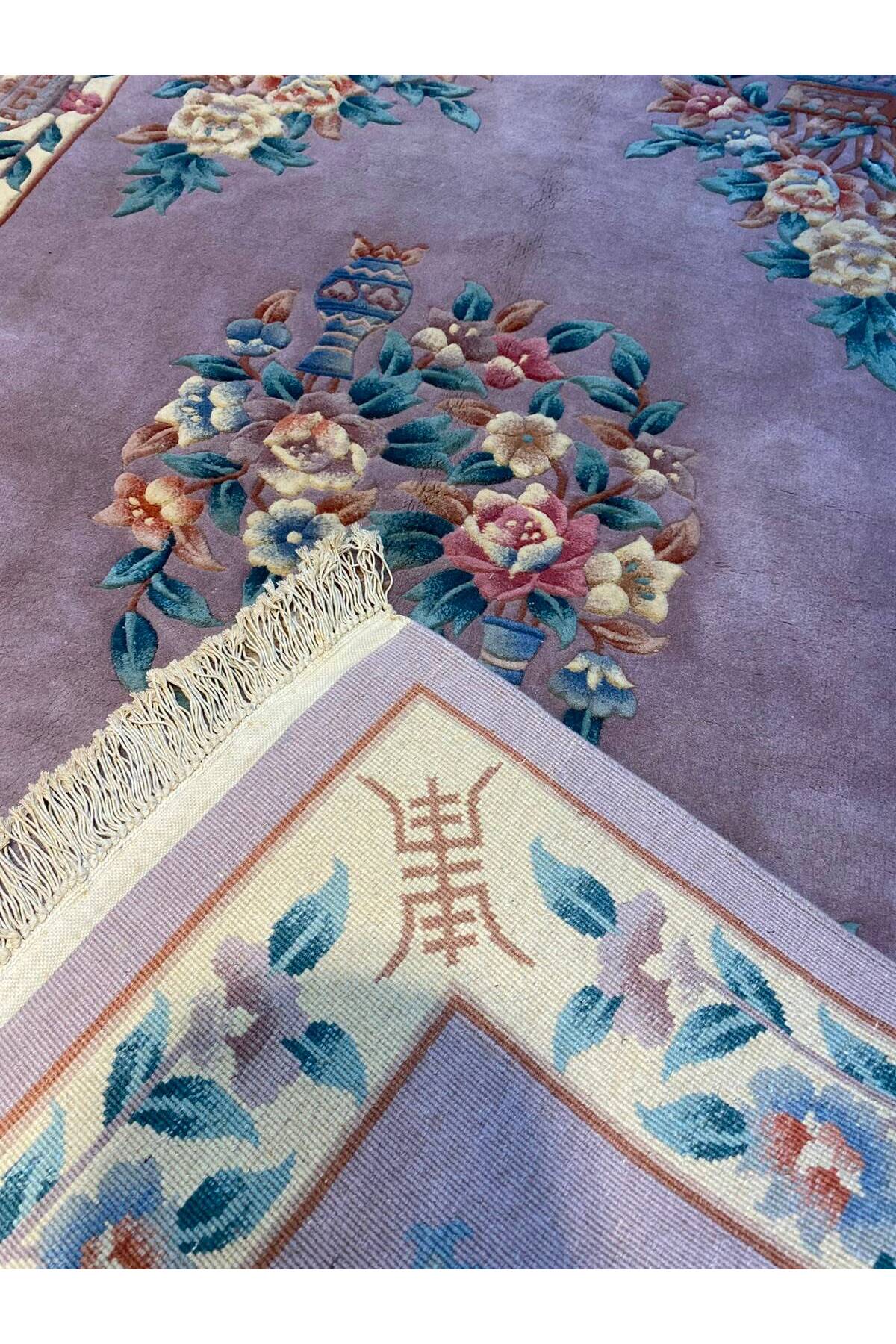 RD RAMAZAN DAG Hand Rug Art Hand-Woven Embossed Chinese Rug Premium Quality Wool Weave Lila Rengi Size 250x155