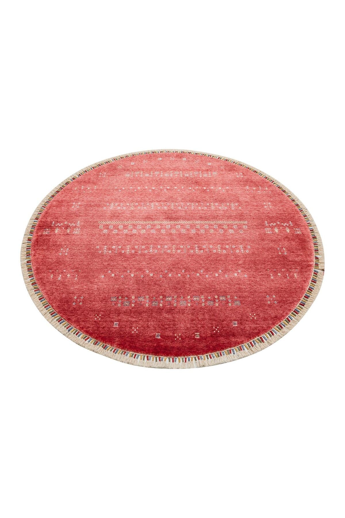 Eko Hali Zara ZR 06 Red Round Special Loom Carpet with Special Dyeing Process for increased Durability - MALLTURK