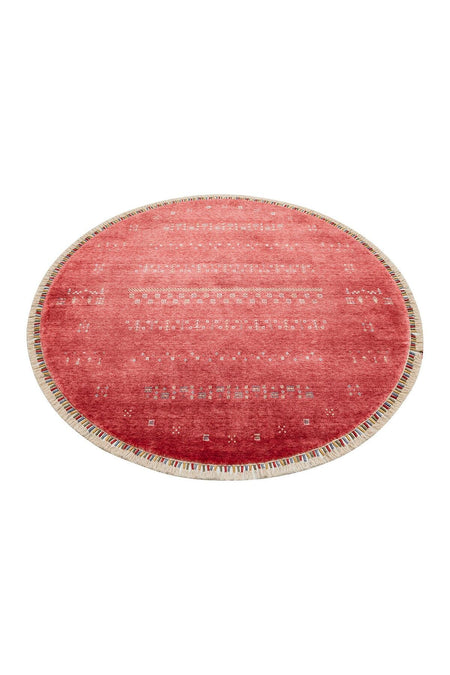 Eko Hali Zara ZR 06 Red Round Special Loom Carpet with Special Dyeing Process for increased Durability - MALLTURK