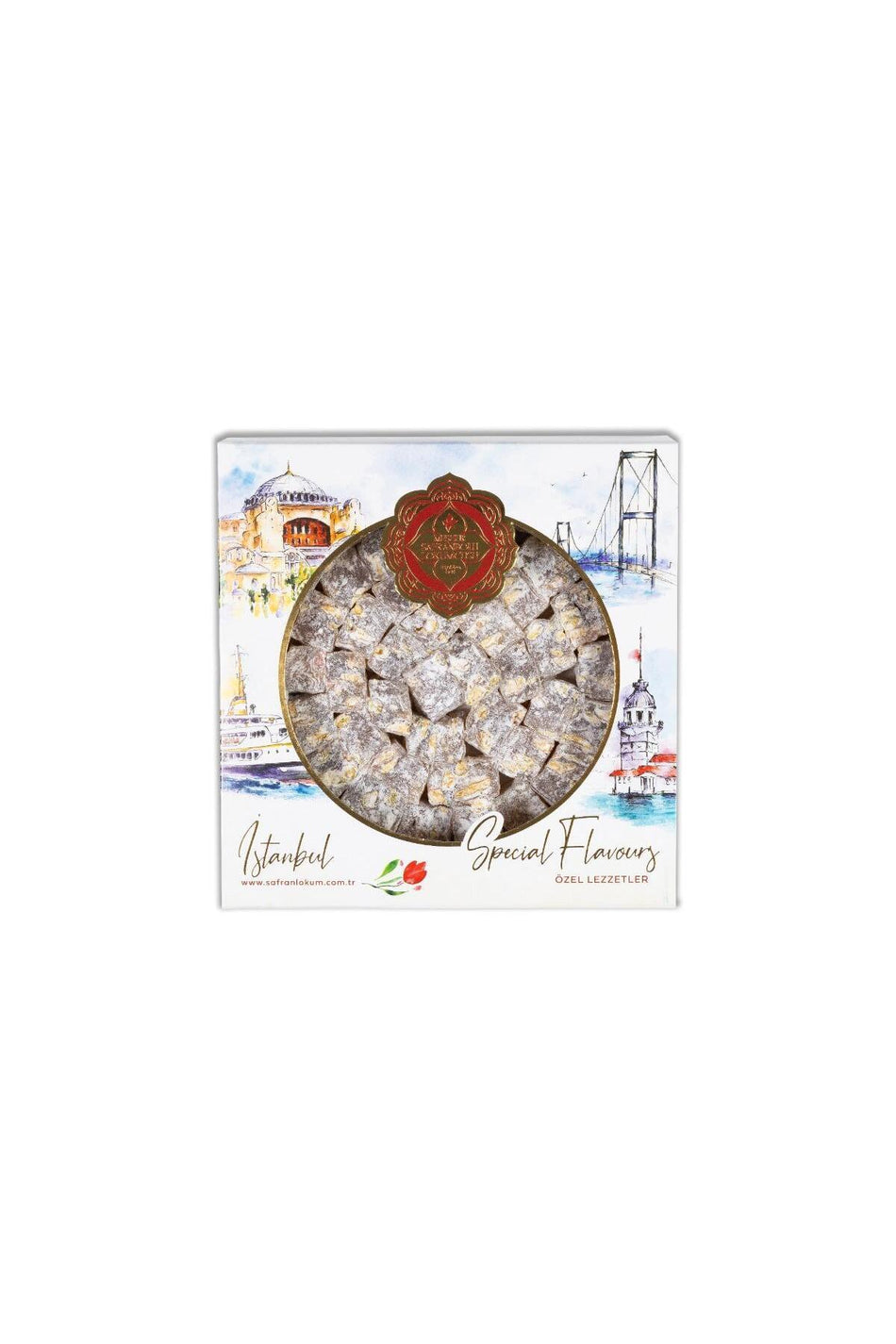 MESHUR safranbolu lokumcusu c kavrulmus Pistachio Turkish Delight kristal kutu 325 g - MALLTURK