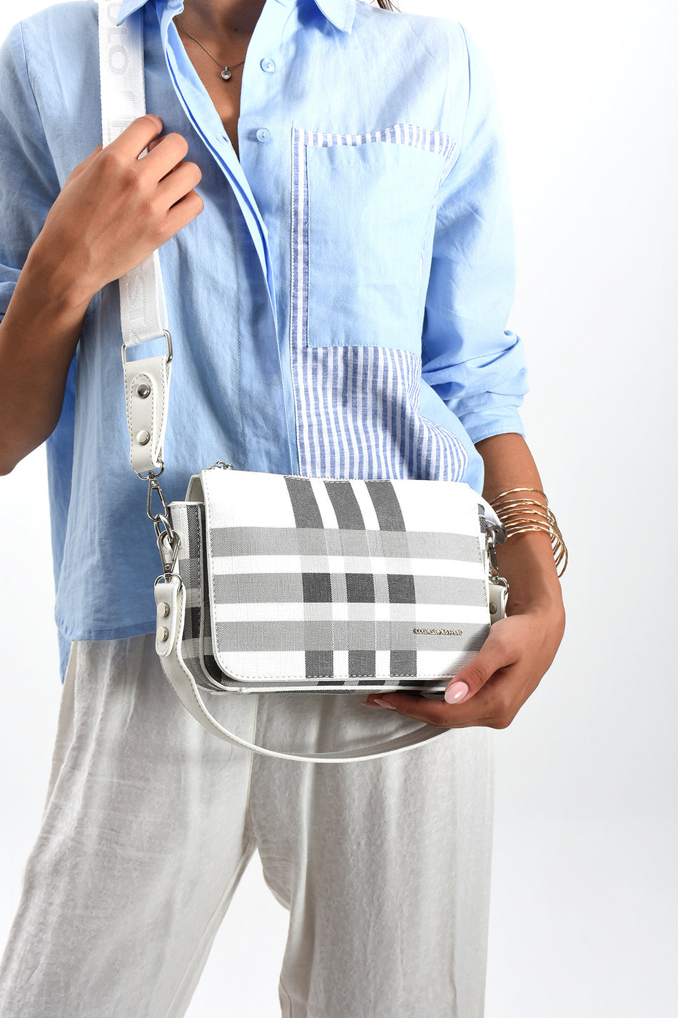 Just Polo Women's Plaid Shoulder Bag New Season - MALLTURK