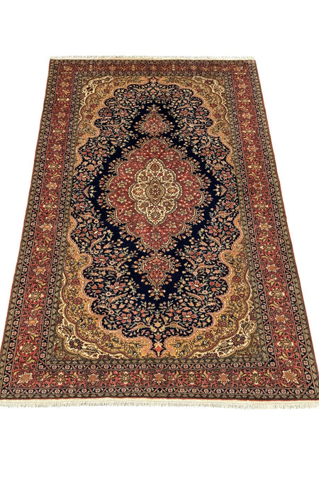 BURAK Rug Hand-Woven New Bunyan Rug 195x295 Navy Kiremit %100 Wool Rug - MALLTURK
