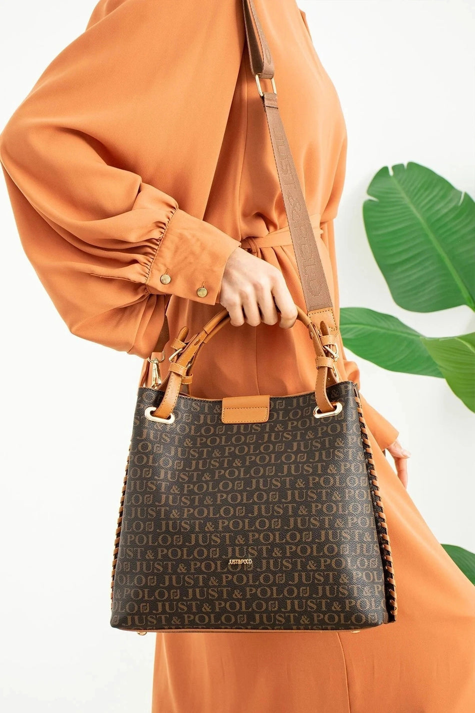 Just Polo Women's 3-Compartment Adjustable Long Strap Hand and Shoulder Bag - MALLTURK