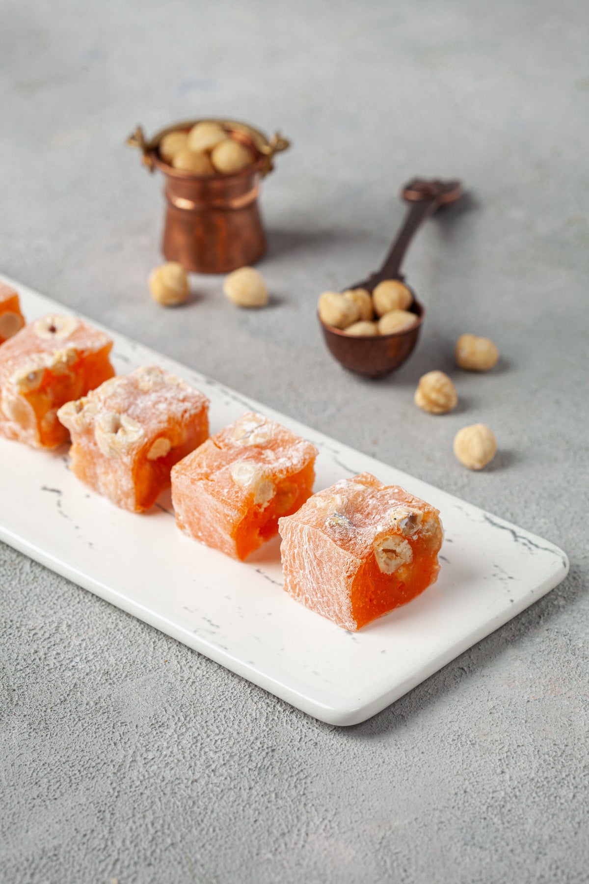 Husrevzade Orange Flavored Hazelnut Turkish Delight 450 g - MALLTURK