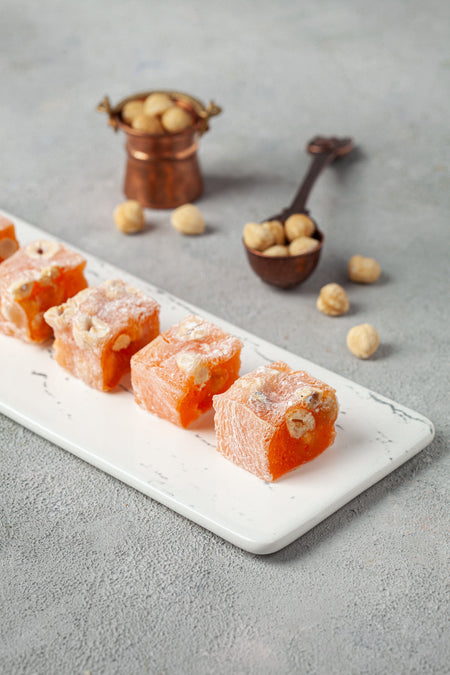 Husrevzade Orange Flavored Hazelnut Turkish Delight 450 g - MALLTURK