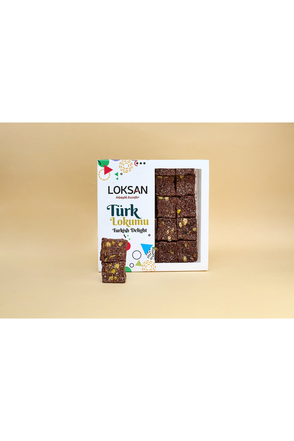 LoKSaN Cocoa Coconut Coated Pistachio Cut Turkish Delight 300gr Pistachio Dream - MALLTURK