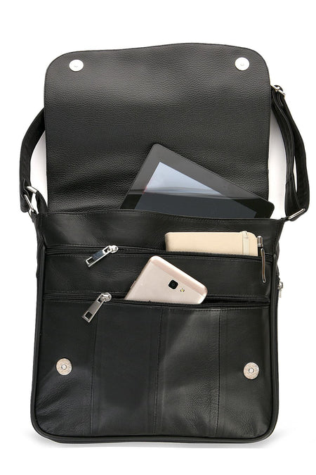 Fubileather Crossman Genuine Leather Gusseted Crossbody Messenger Bag