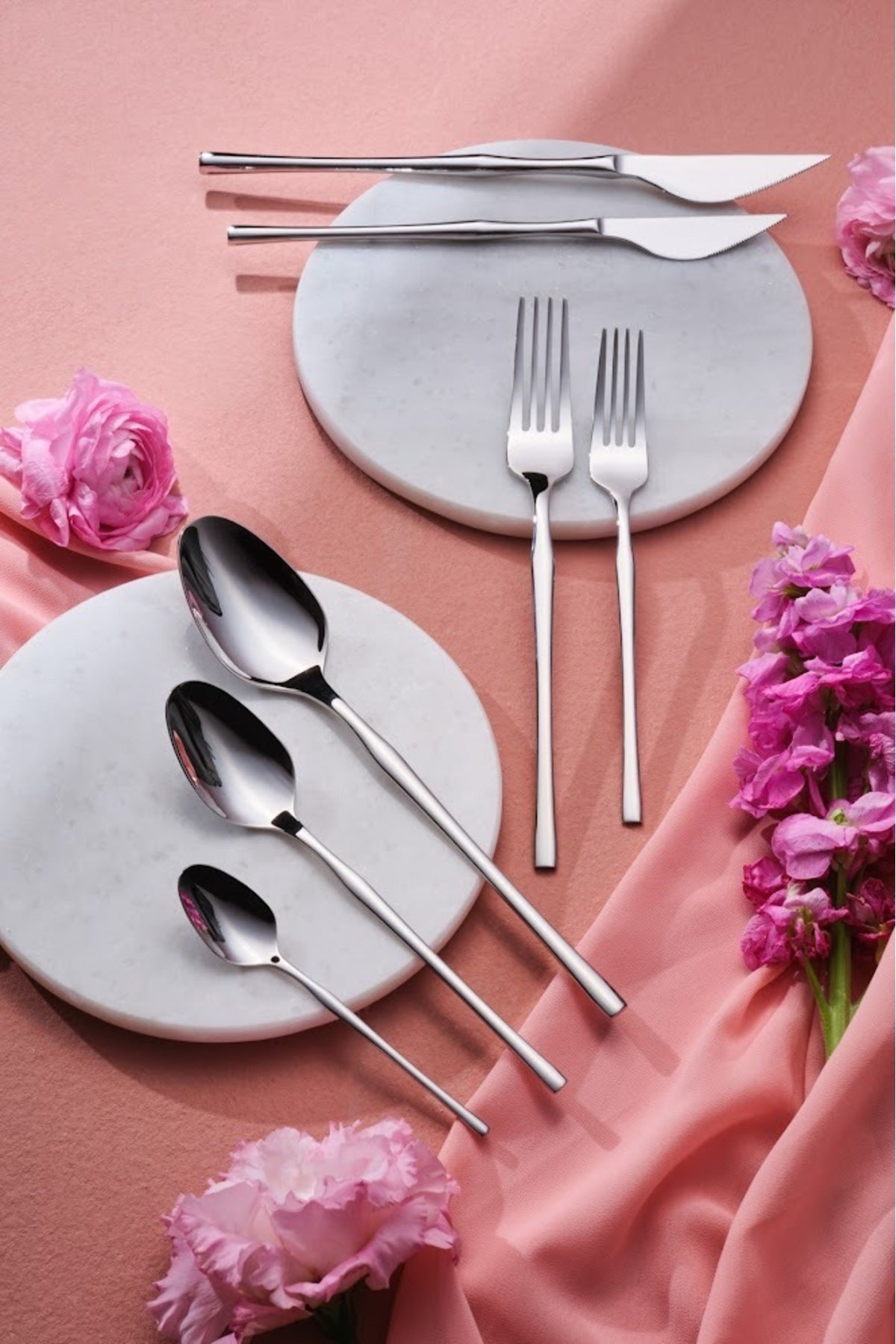 Karaca elegance cane platin 12 Place Setting 84 Piece Flatware Set - MALLTURK