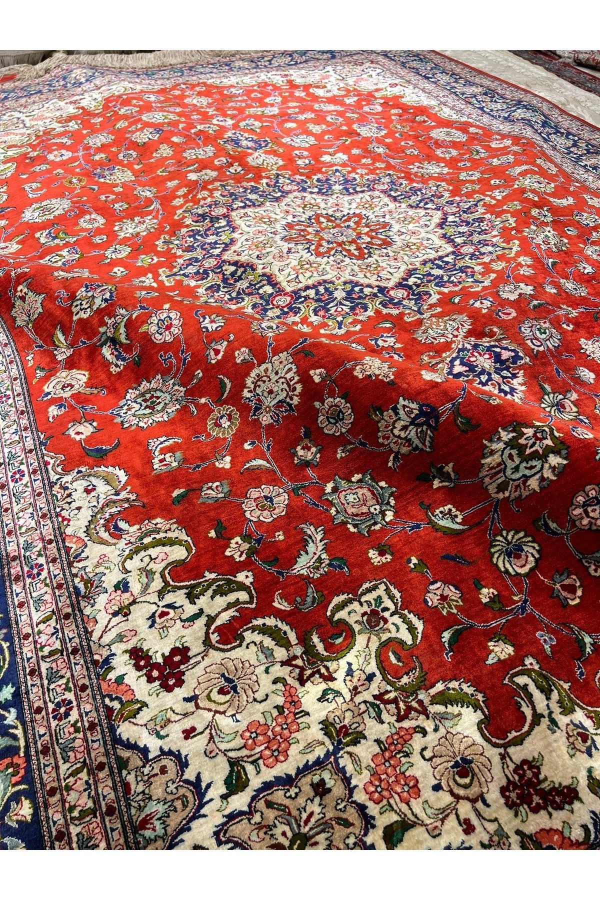 RD RAMAZAN DAG Hand Rug Art Hand-Woven Iranian Kum Rug Pure Silk Collector Piece Size 295x195