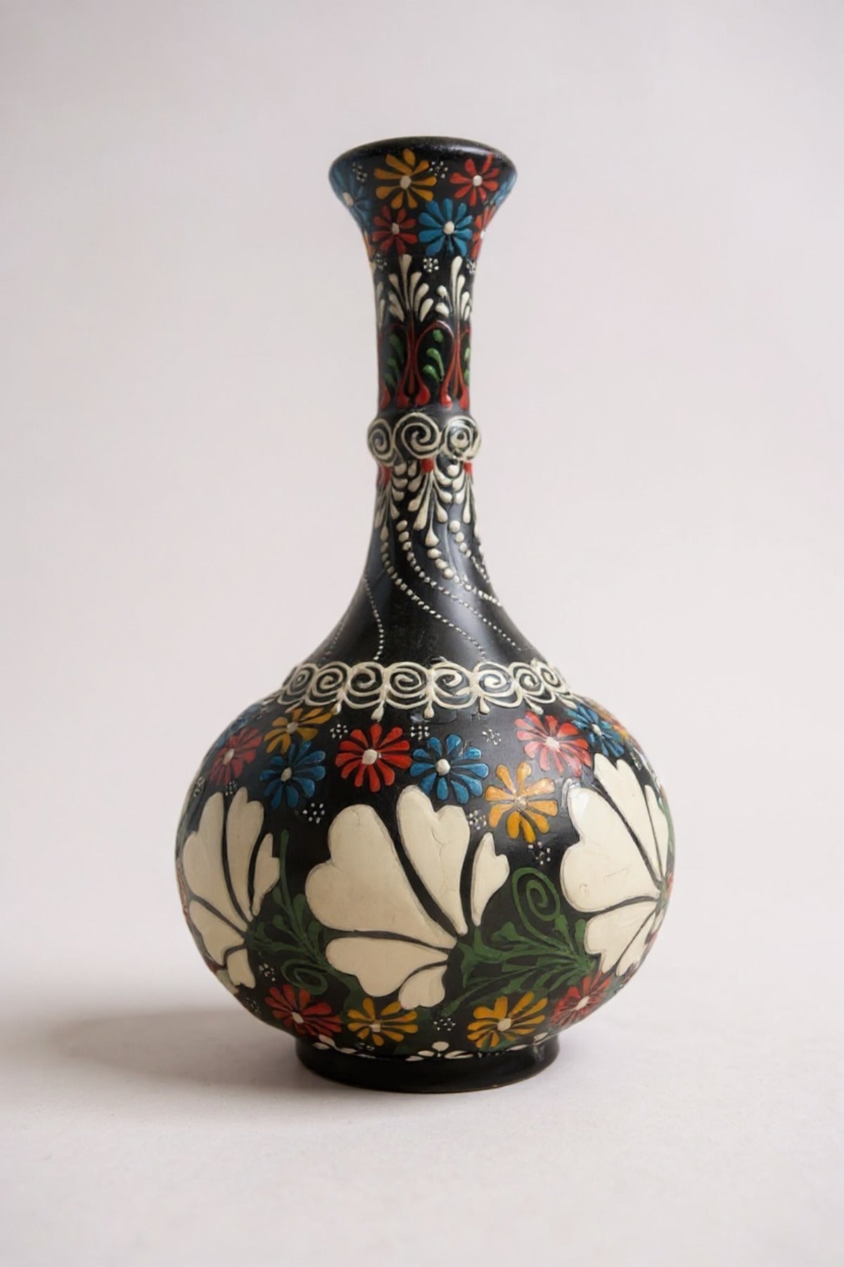 STORESZA Handmade 30cm Teardrop Shaped Ceramic Vase – Kutahya Ceramic Decorative Vase Black - MALLTURK