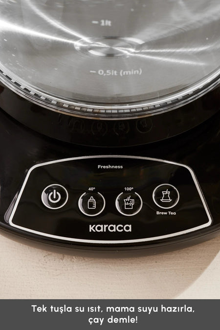 Karaca Tea Lover 3-in-1 Talking Glass Tea Maker, Water Heater and Baby Formula Water Preparer 1700W Starlight. - MALLTURK