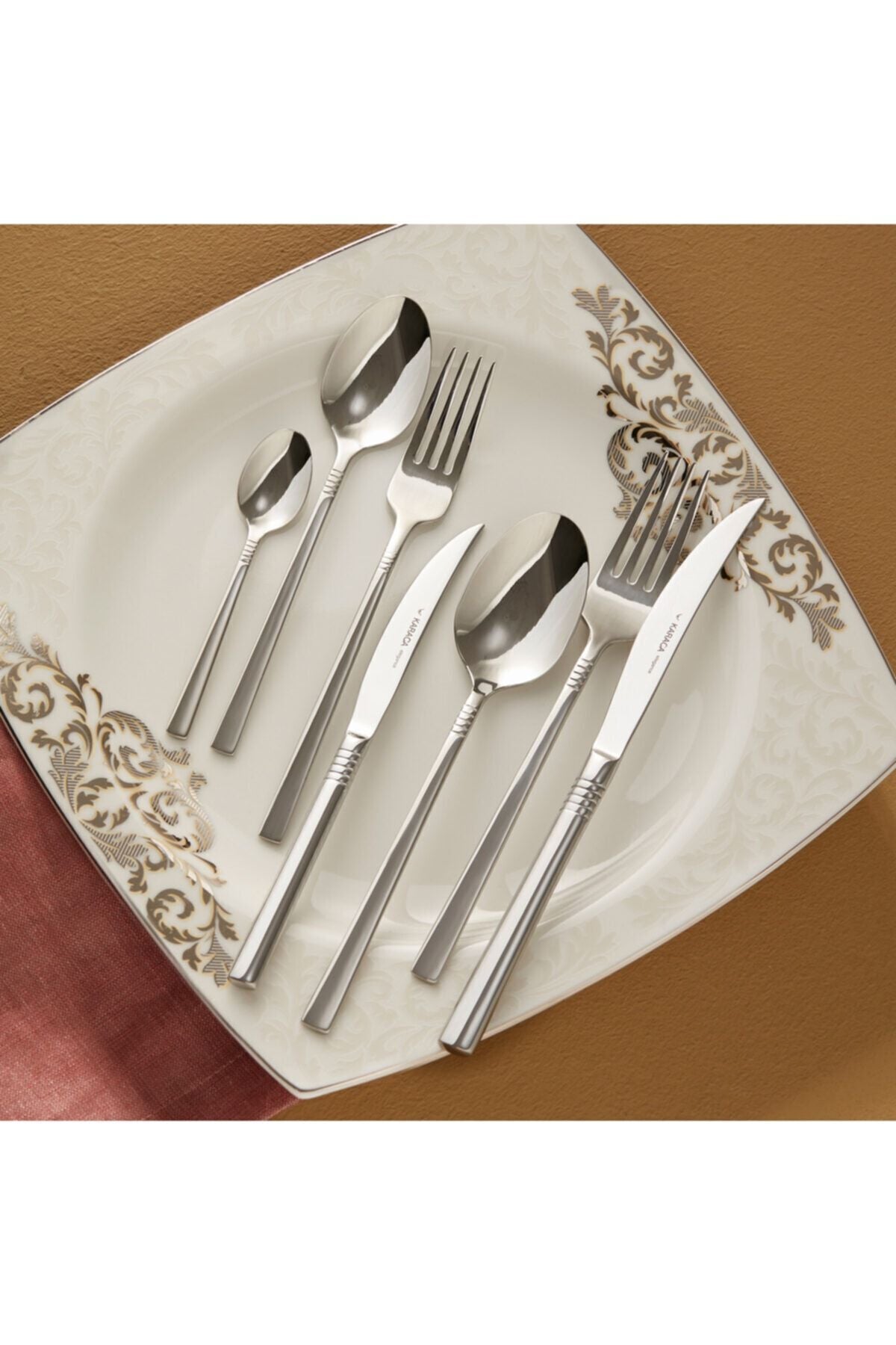 Karaca nil new elegance 12 Place Setting 84 Piece Flatware Set - MALLTURK