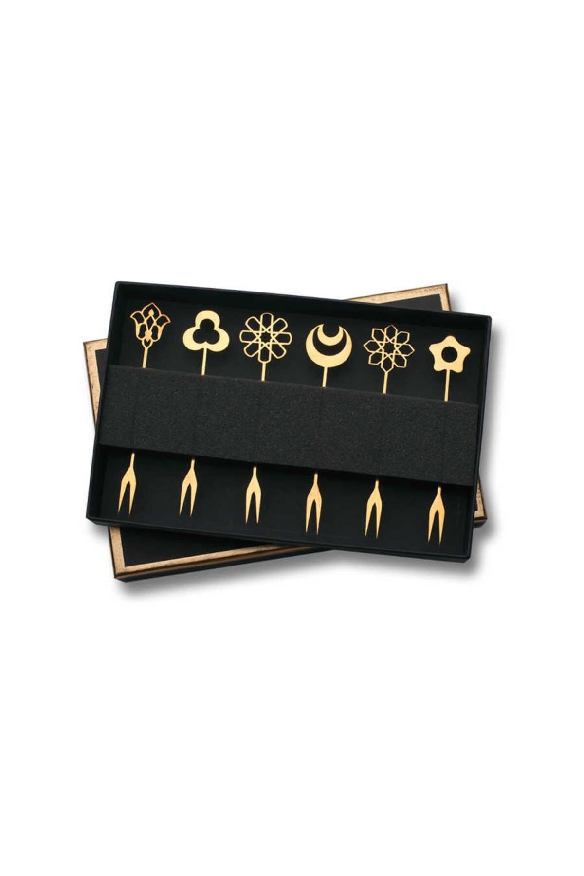 KORKMAZ ikona 6li gold Fork Set a2495 - MALLTURK