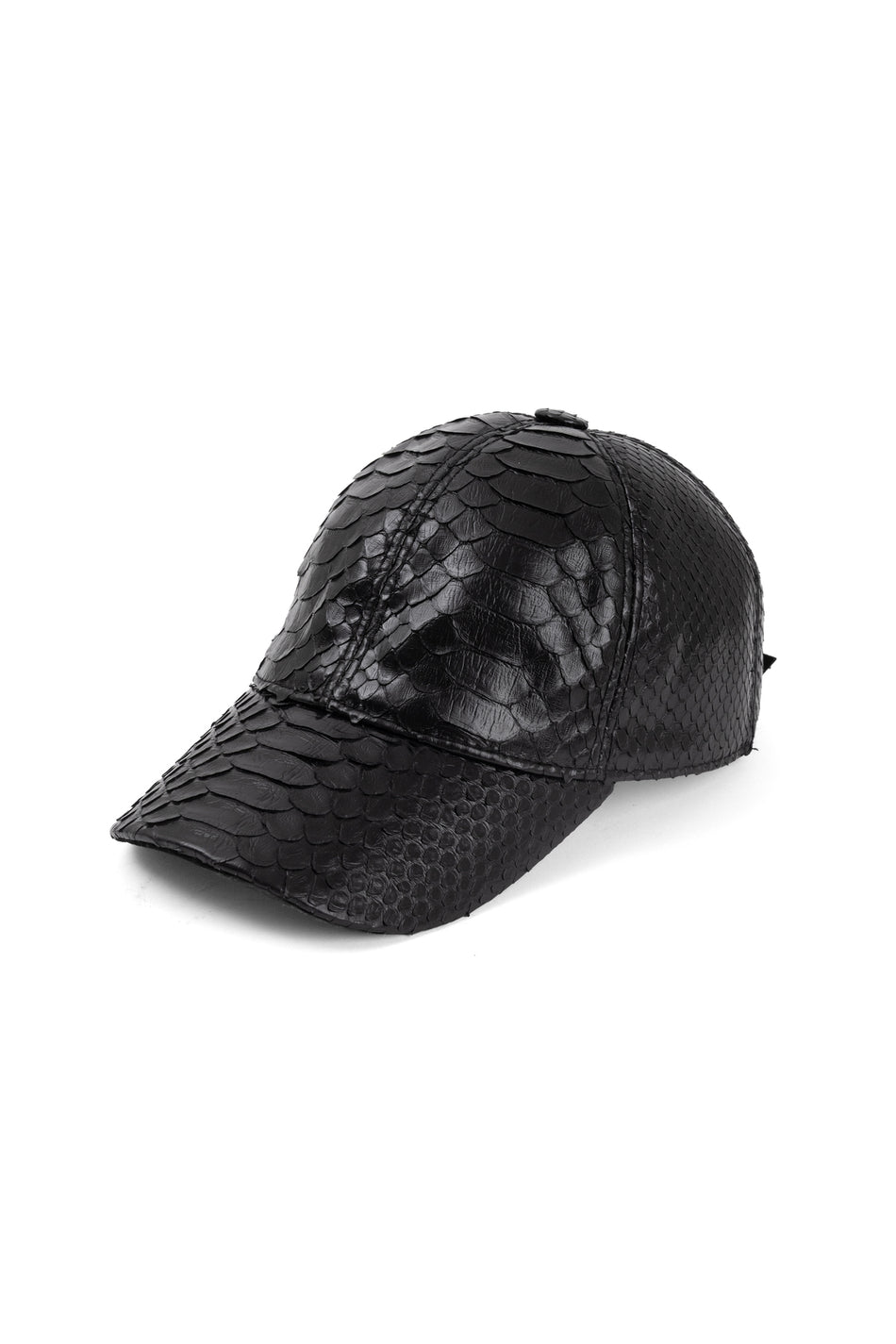 Fubileather Python Skin Baseball Cap Unisex Black