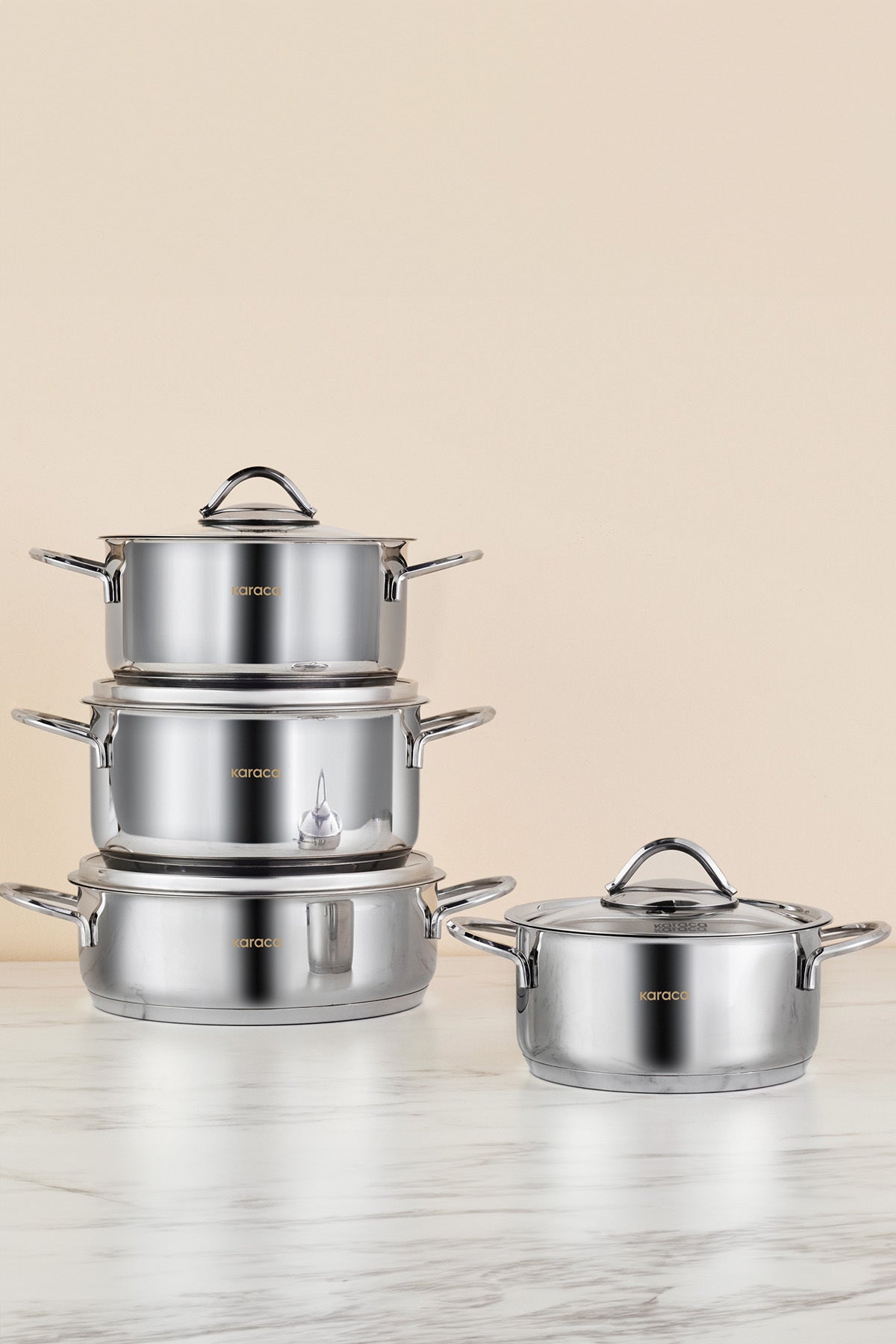 Karaca Sakura Powersteel 316 Induction Compatible 8 Piece Cookware Set - MALLTURK
