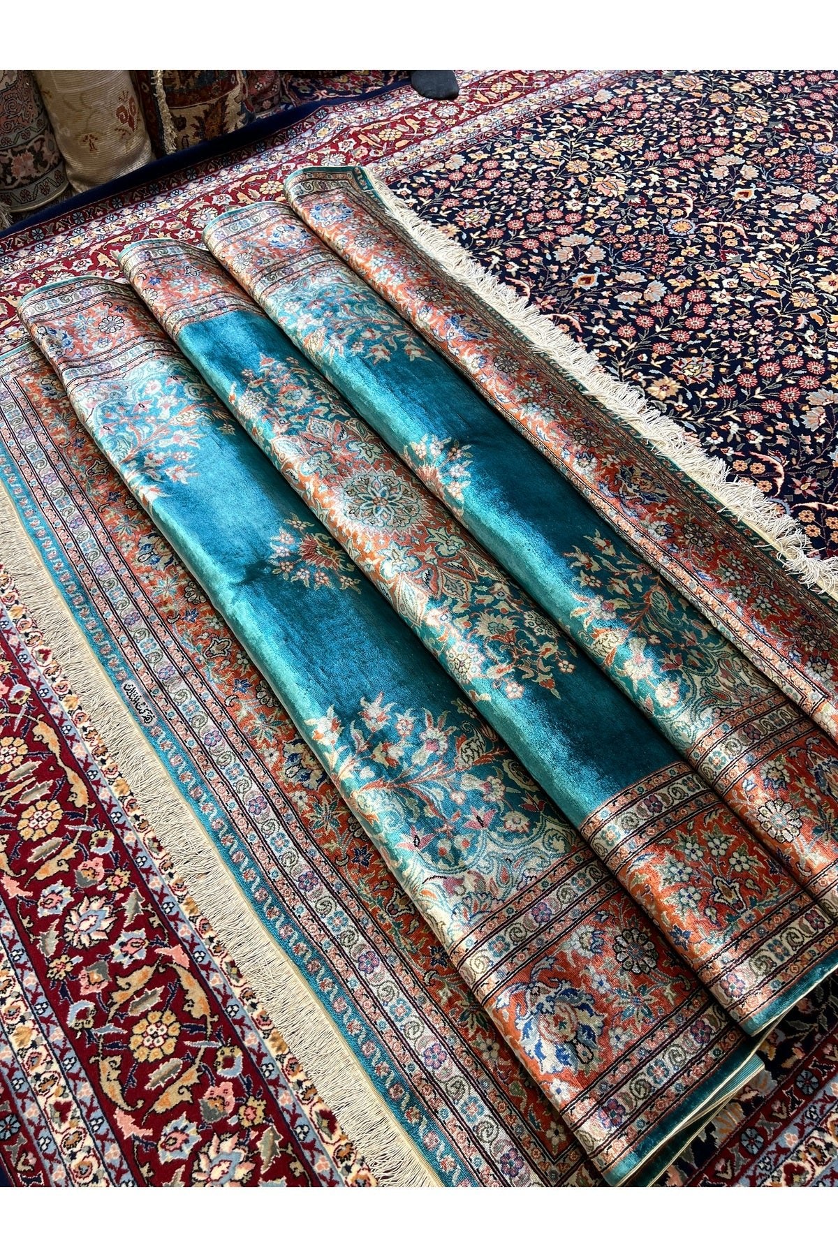 RD RAMAZAN DAG Hand Rug Art Hand-Woven Kayseri Cinar Pure Silk Rug Signed Collector Piece Size 280x173