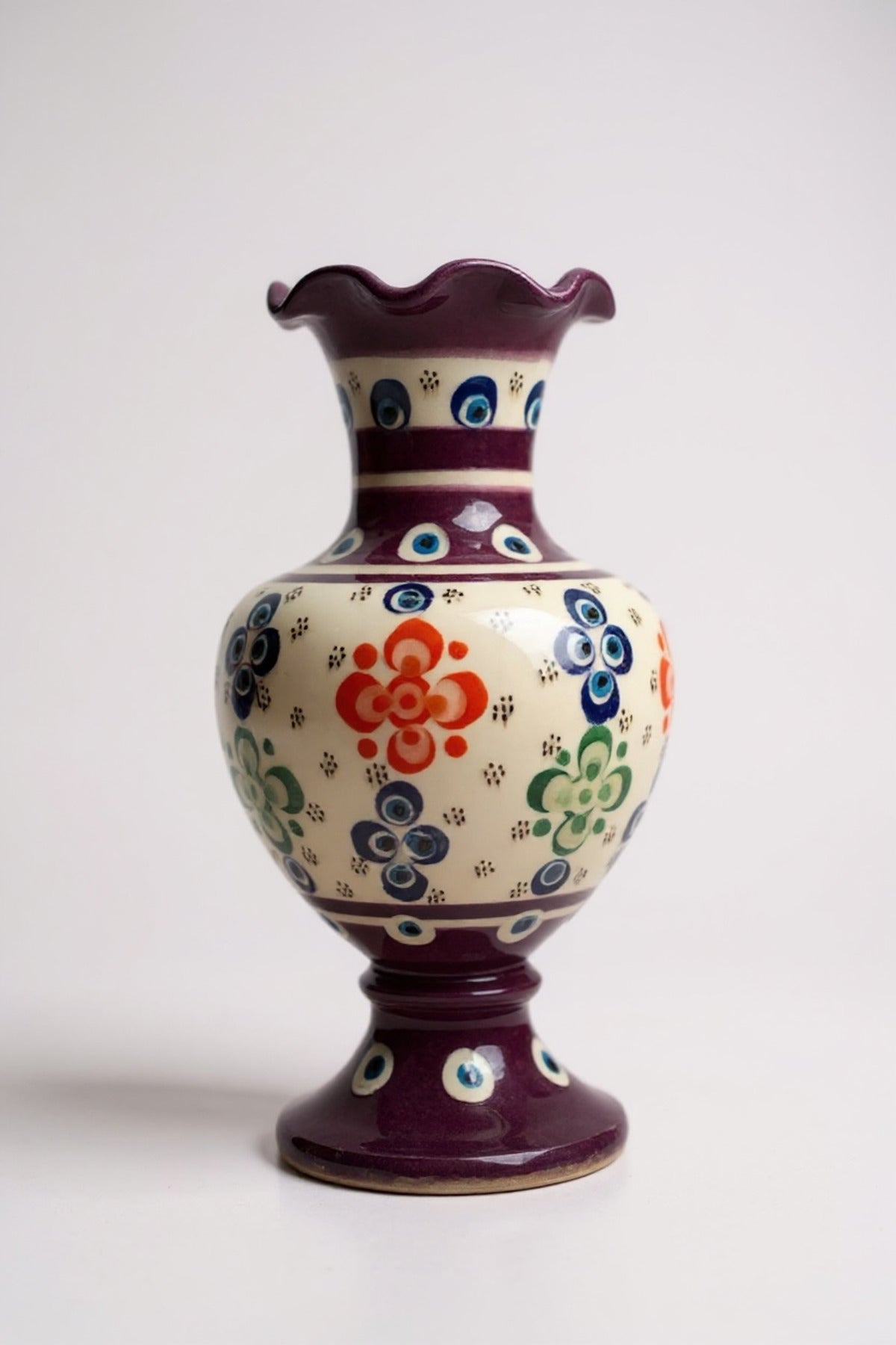 STORESZA Handmade Wheelwork 20cm Lace Alhambra Ceramic Vase Purple - MALLTURK