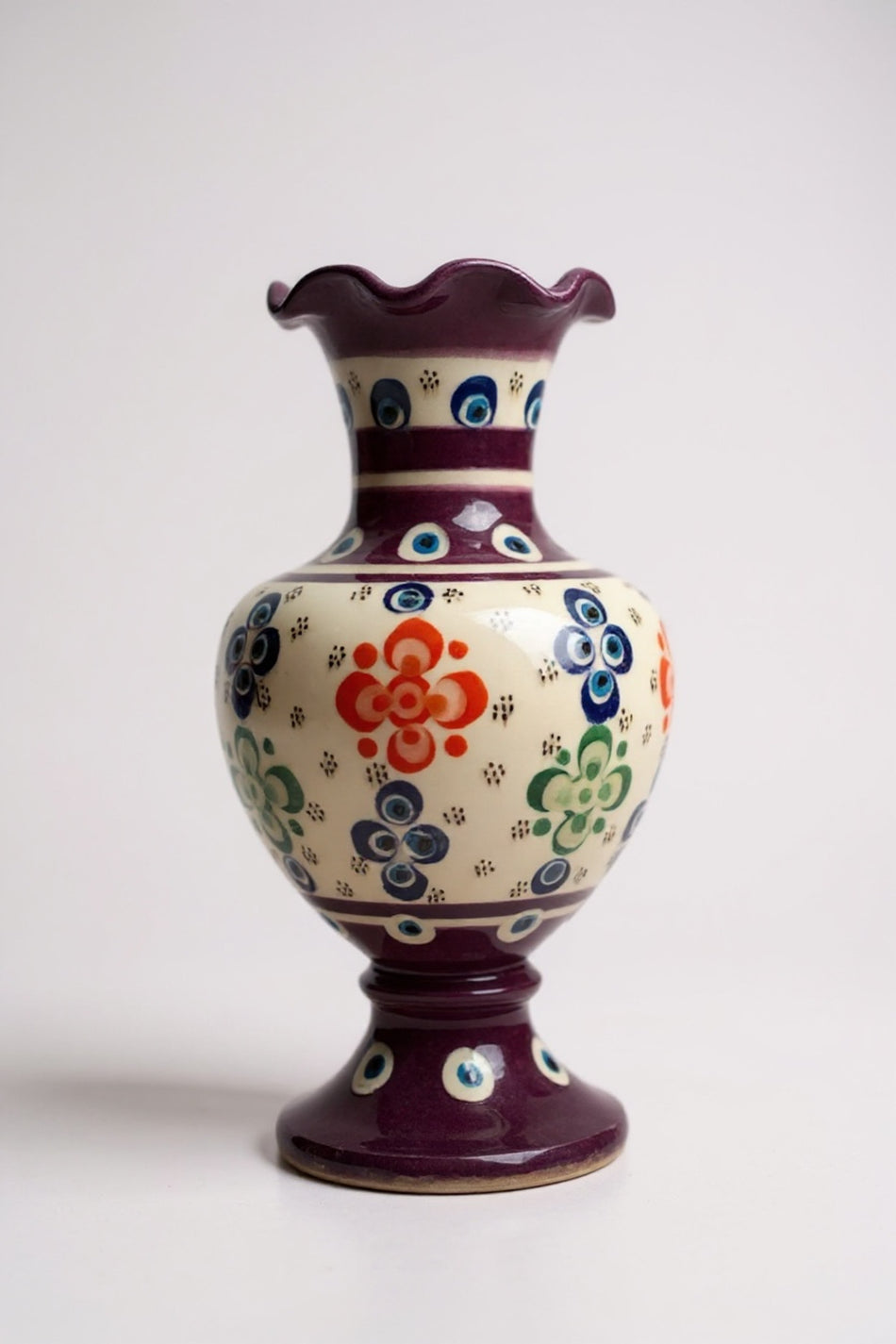 STORESZA Handmade Wheelwork 20cm Lace Alhambra Ceramic Vase Purple - MALLTURK