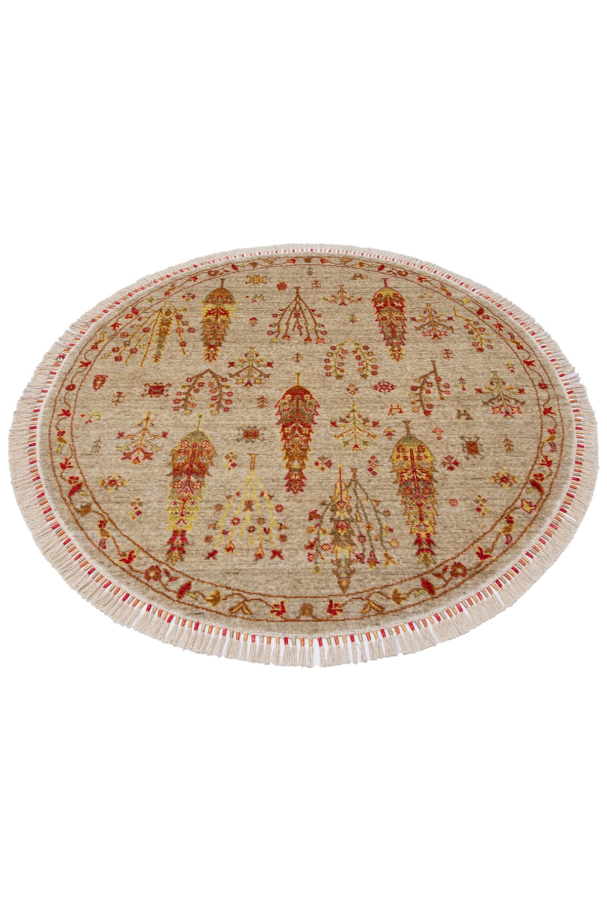 Nesem Hali Boutique EKO Hali Zara ZR 08 Beige Autumn Round Handcrafted Modern Usak Rug - MALLTURK
