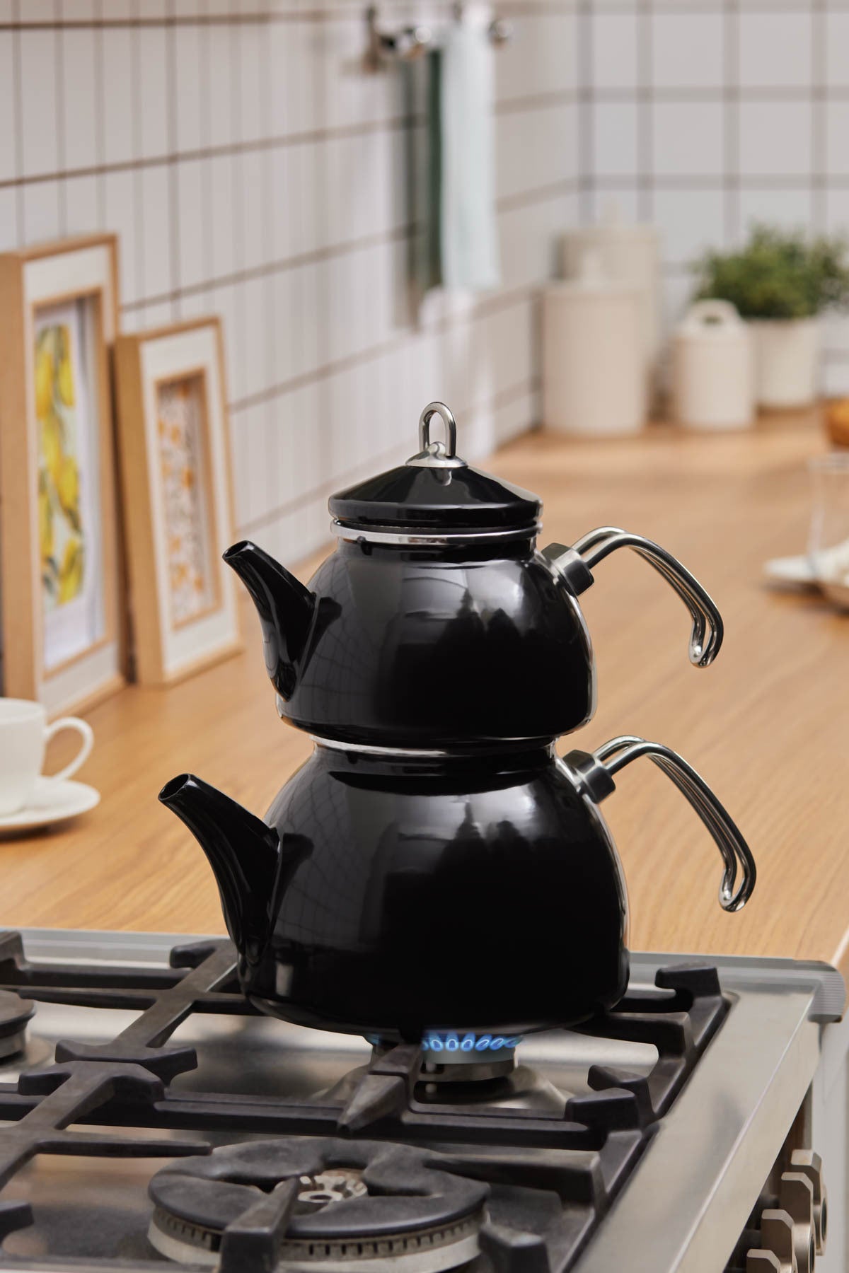 Karaca Loreto Enamel Midi Teapot Set, Black - MALLTURK