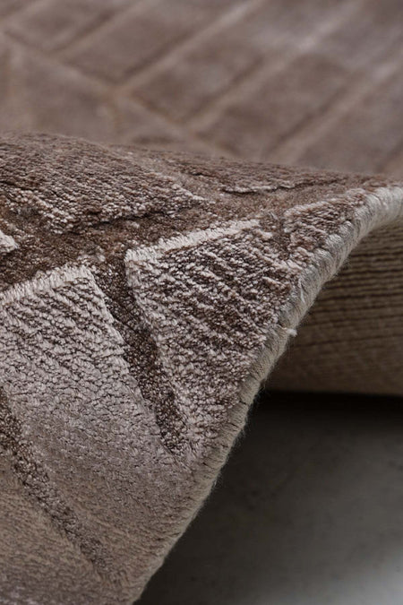 Naar Hali Mao KC 1861 Coffee Modern Handwoven Bamboo Living Room Rug - MALLTURK