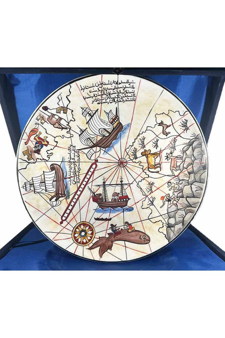 Cini Evi Piri Reis Haritali Iznik Tile Plate - MALLTURK