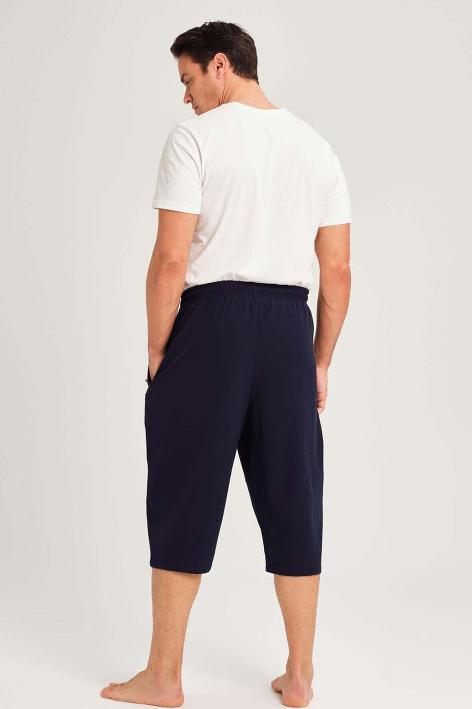 Hasema Loose Fit Plus Size Navy Blue Men's Long Pool and Beach Shorts 3062