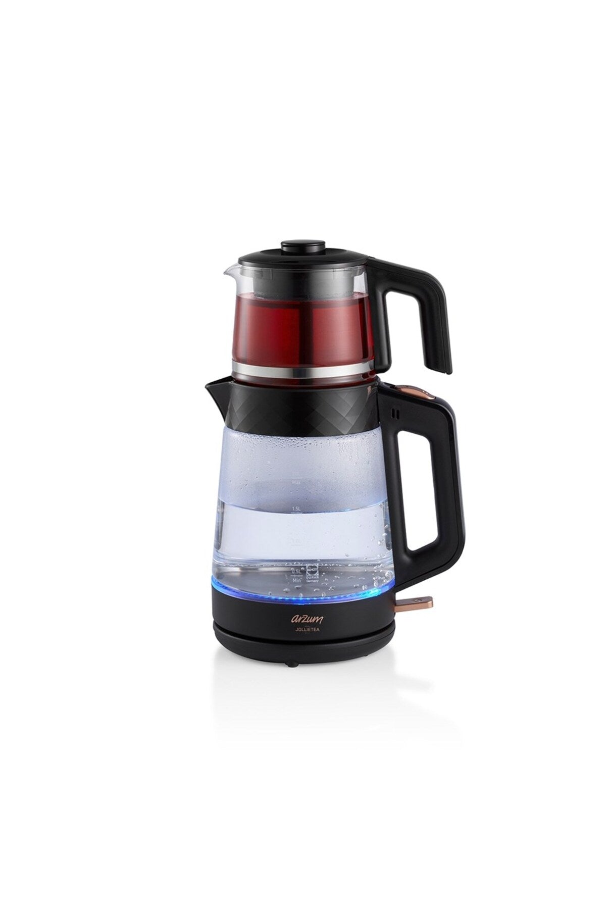 Arzum AR3101 Gusto Glass Tea Maker, 1900 W, 0.9 L Teapot Capacity, Black - MALLTURK