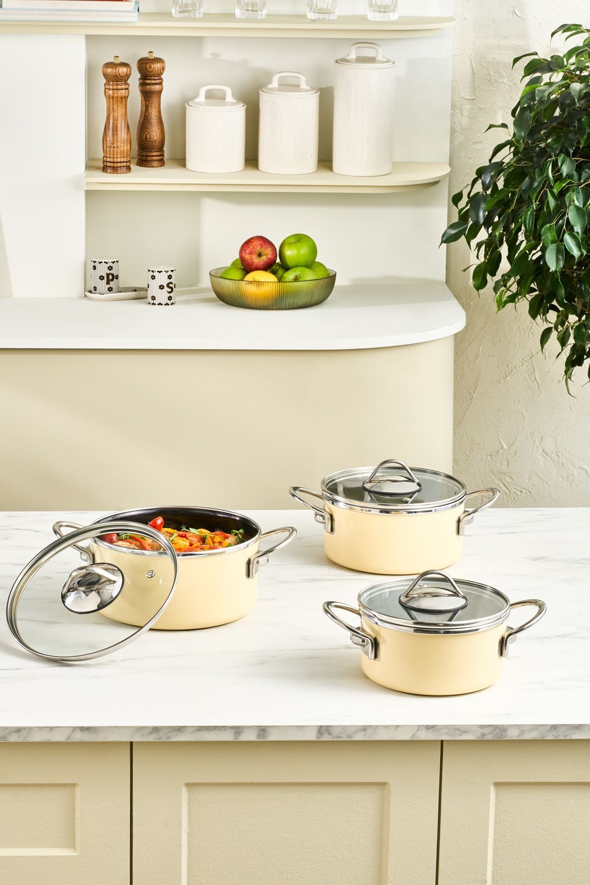 Karaca Erva Enamel Induction Compatible 6 Piece Midi Cookware Set