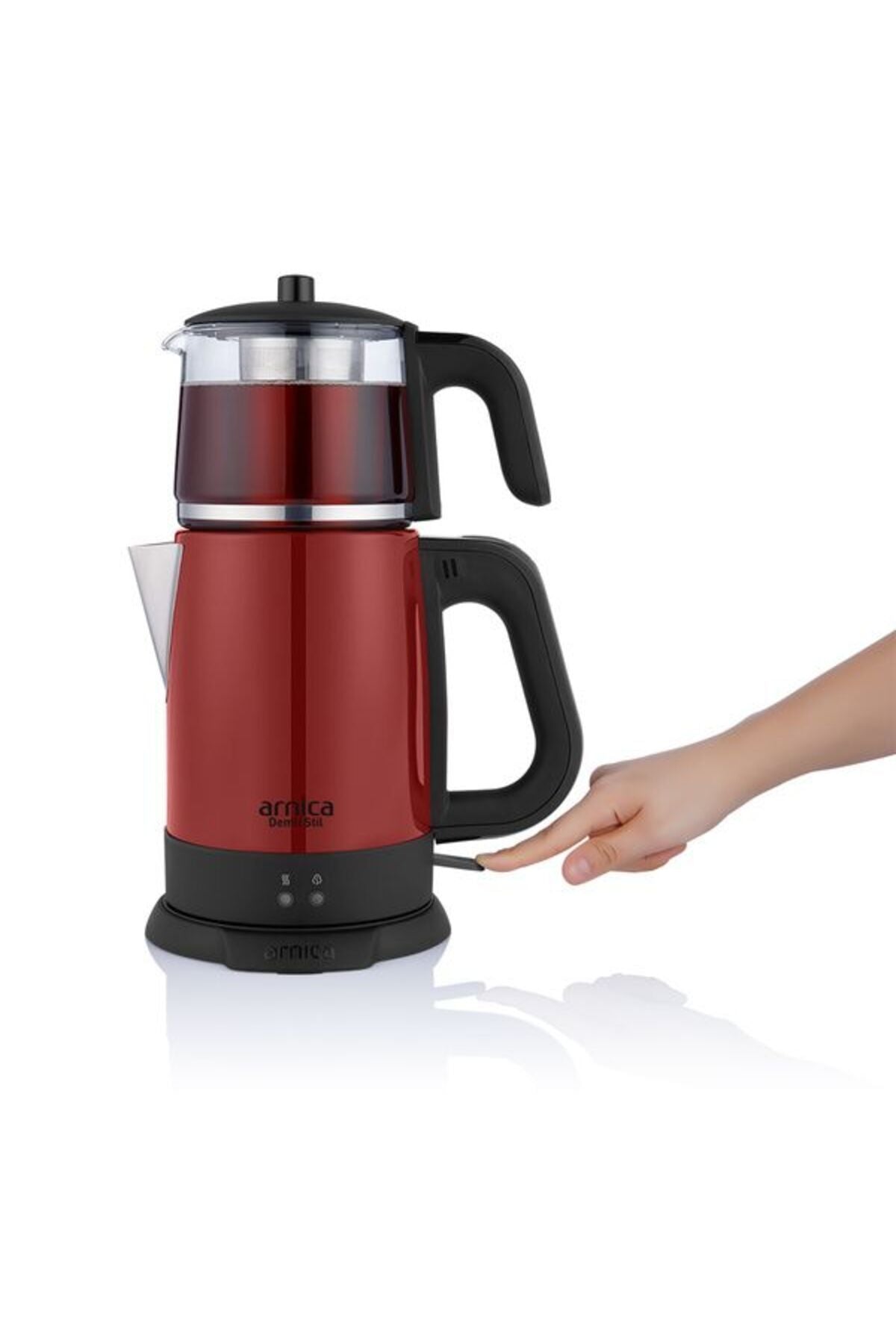 Arnica Demli Stil iH33204 Glass Teapot Tea Maker, Red - MALLTURK