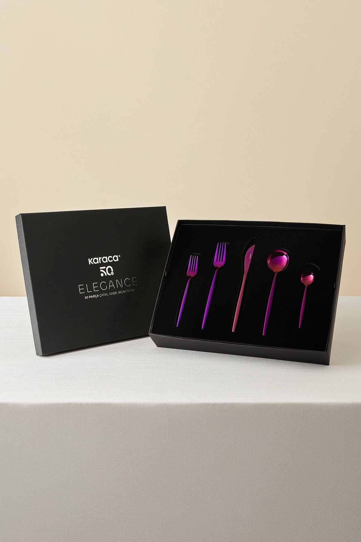 Karaca orion purple 30 Piece 6 Place Setting Flatware Set - MALLTURK