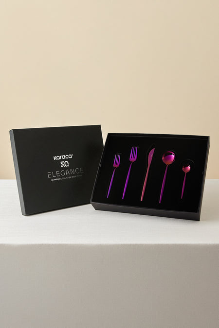 Karaca orion purple 30 Piece 6 Place Setting Flatware Set - MALLTURK