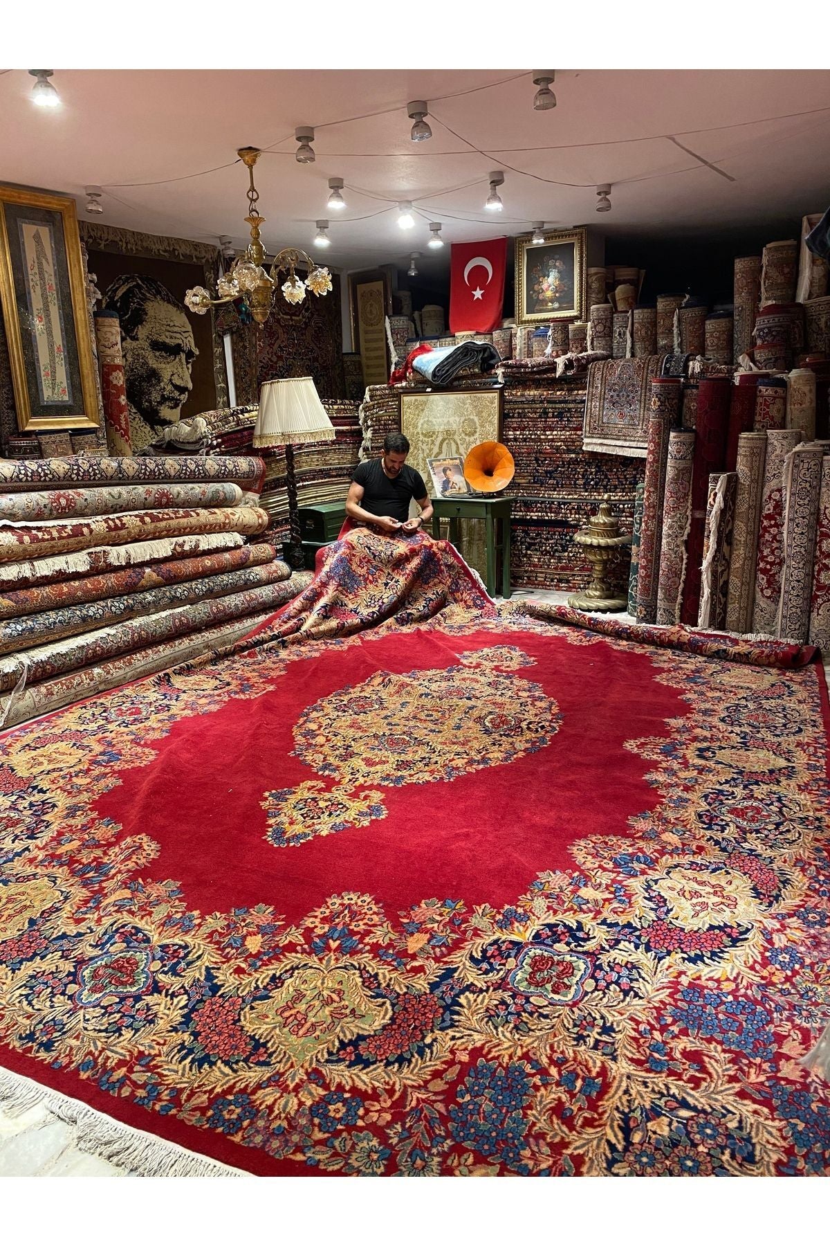RD RAMAZAN DAG Hand Rug Art Hand-Woven Iranian Kirman Laver Rug Signed Collector Piece Size 4.50x3.50 - MALLTURK