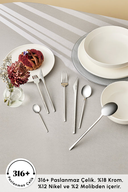 Karaca look 316 Steel 84 Piece 12 Place Setting premium Flatware Set Boxed - MALLTURK