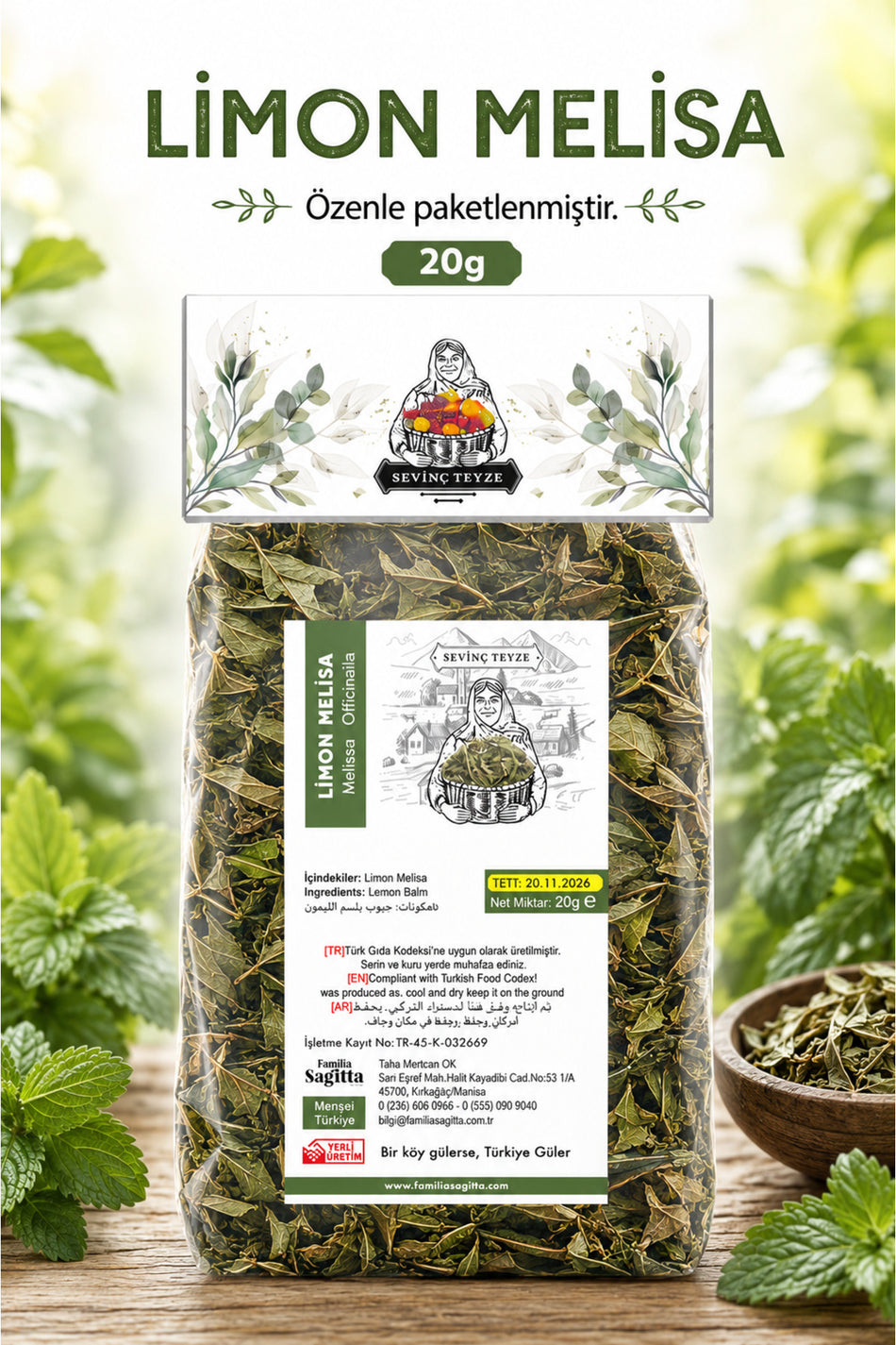 Erva-cidreira biológica Aunt Sevinc 20g