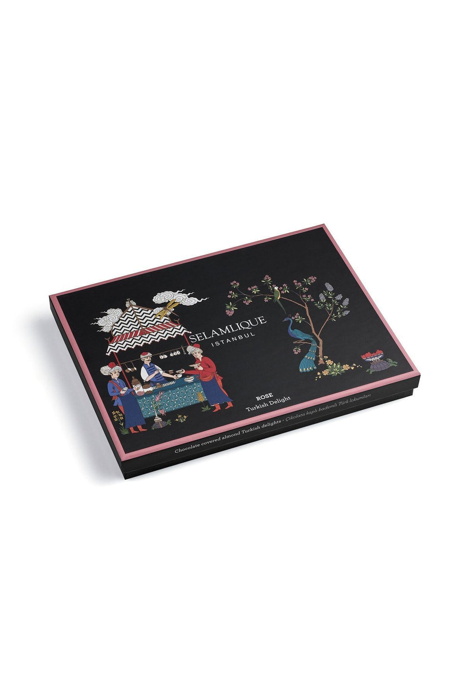 SELAMLIQUE istanbul Rose Flavored Chocolate Coated Almond Turkish Delight 500g