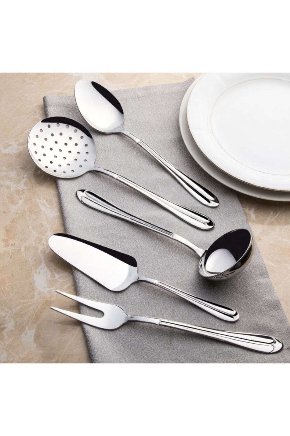 Nehir saray Plain Serving Utensil Set 5 Piece 50 yil Warranty - MALLTURK