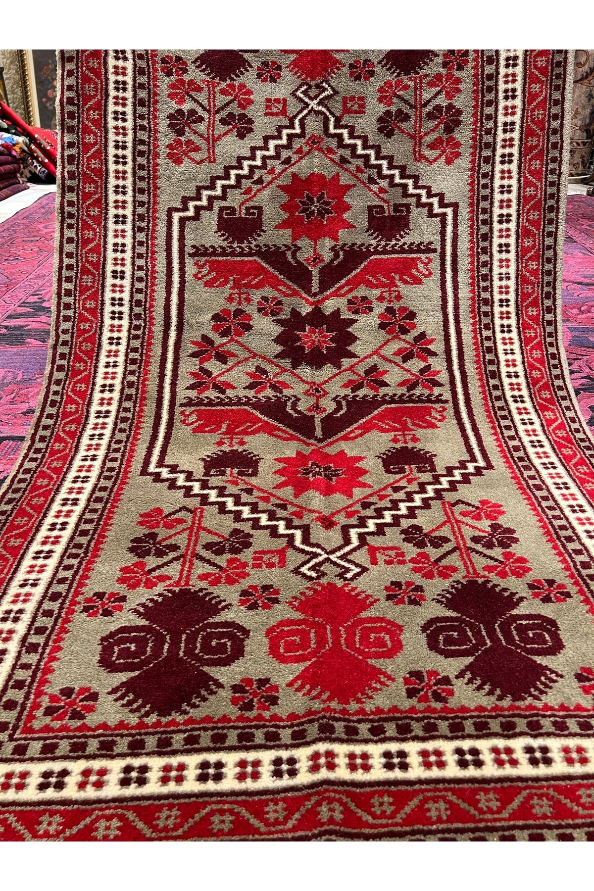 RD RAMAZAN DAG Hand Rug Art Hand-Woven Yagcibedir Rug Wool Fringe with Kirman Wool Woven Size 160x90..