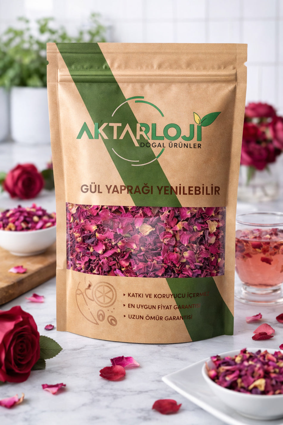 Aktarloji 50 Gr Edible Rose Petals | Naturally Dried Scented Rose Petals / Additive-Free & Natural - MALLTURK