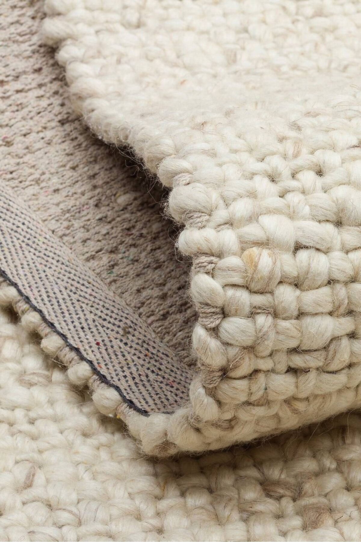 Vog Rug Loopy Hand-Woven Pure Wool and Cotton Rug Scandinavian Style Soft Textured Beige/Gray/Cream Color VogCHK