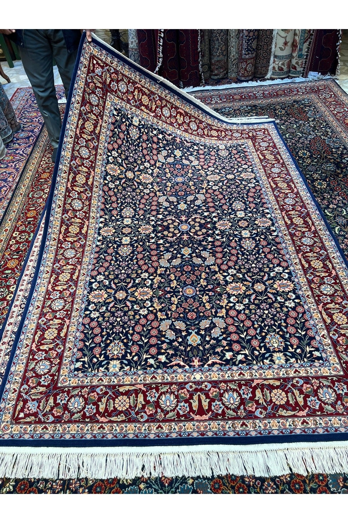 RD RAMAZAN DAG Hand Rug Art Hand-Woven Sumerbank Hereke Rug Seven Mountains Flower Premium Quality Size 218x150 - MALLTURK