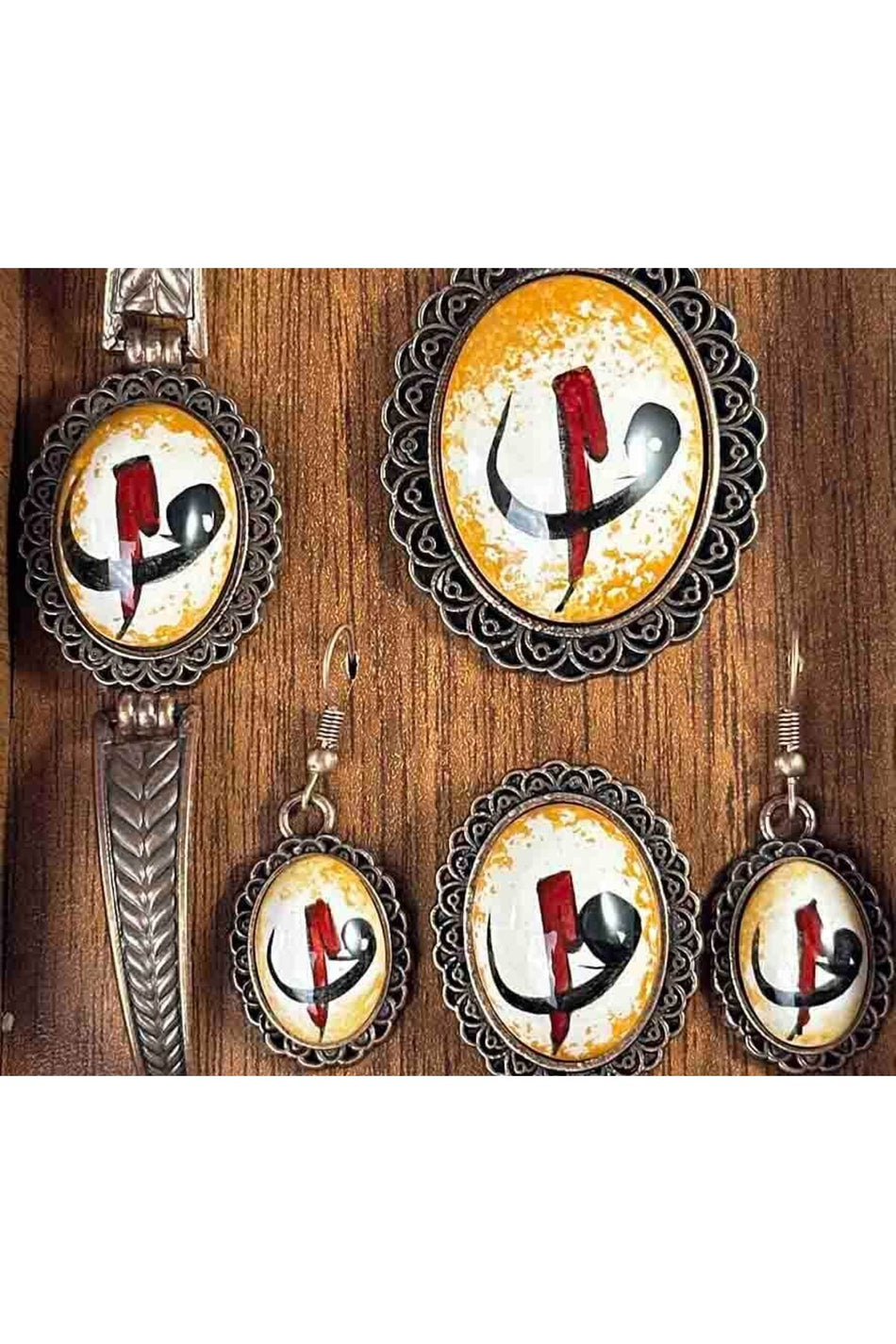 Cini Evi Elif and Vavin Sirri Iznik Tile Jewelry Set - MALLTURK
