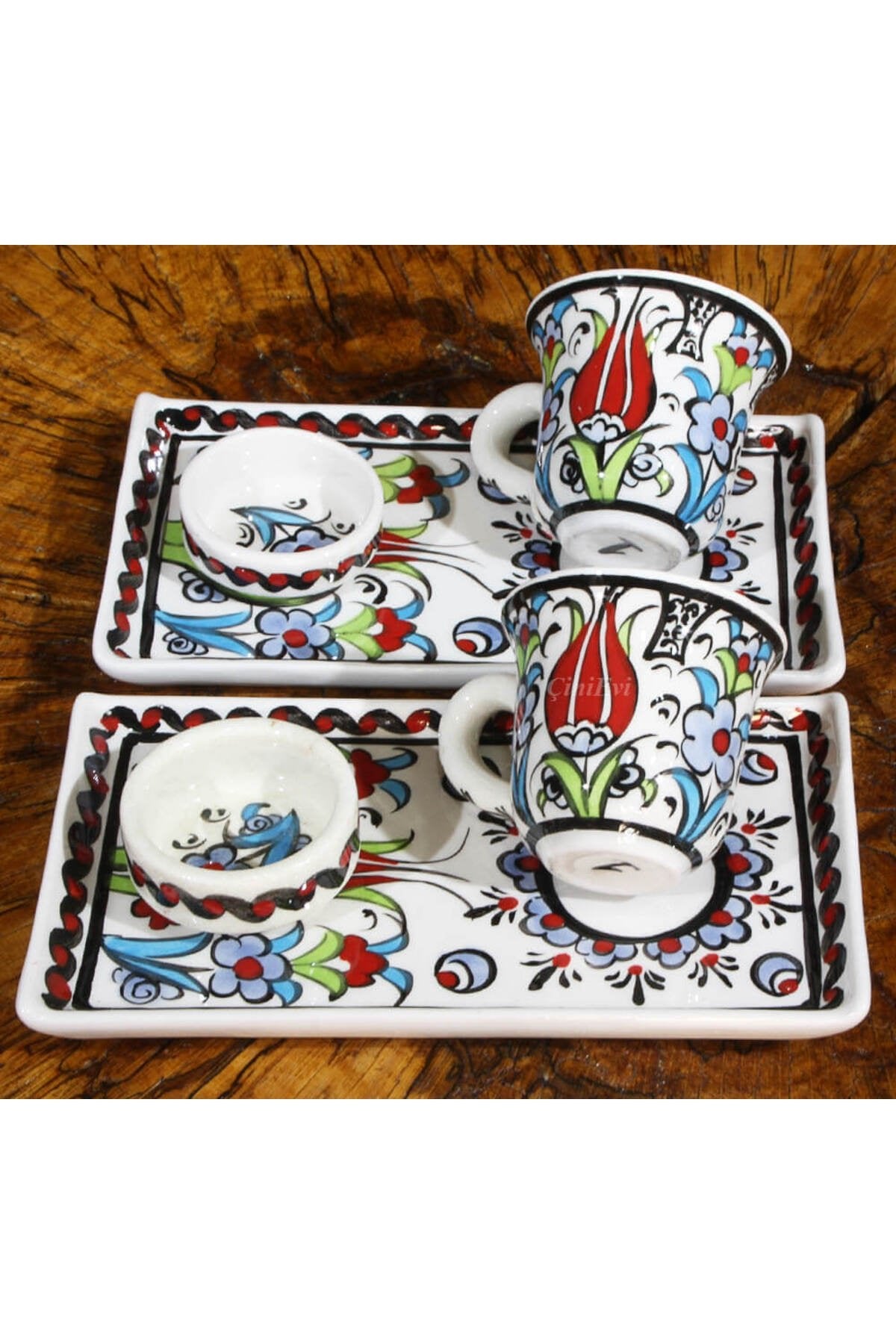Cini Evi New Job Gift 2-Piece Iznik Tile Coffee Set - MALLTURK
