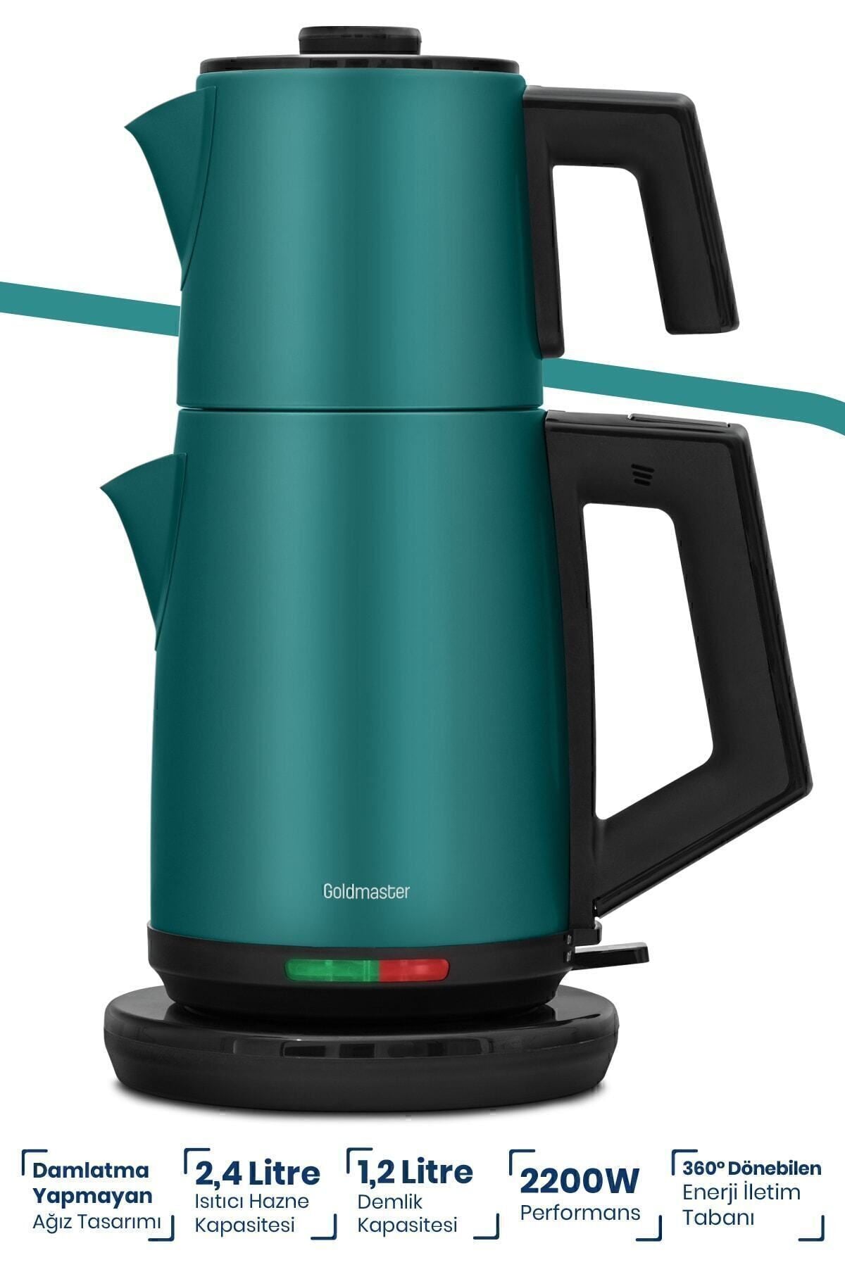 GoldMaster Teachef Green Stainless Steel Drip-Free Design Steel Tea Maker and Kettle - MALLTURK