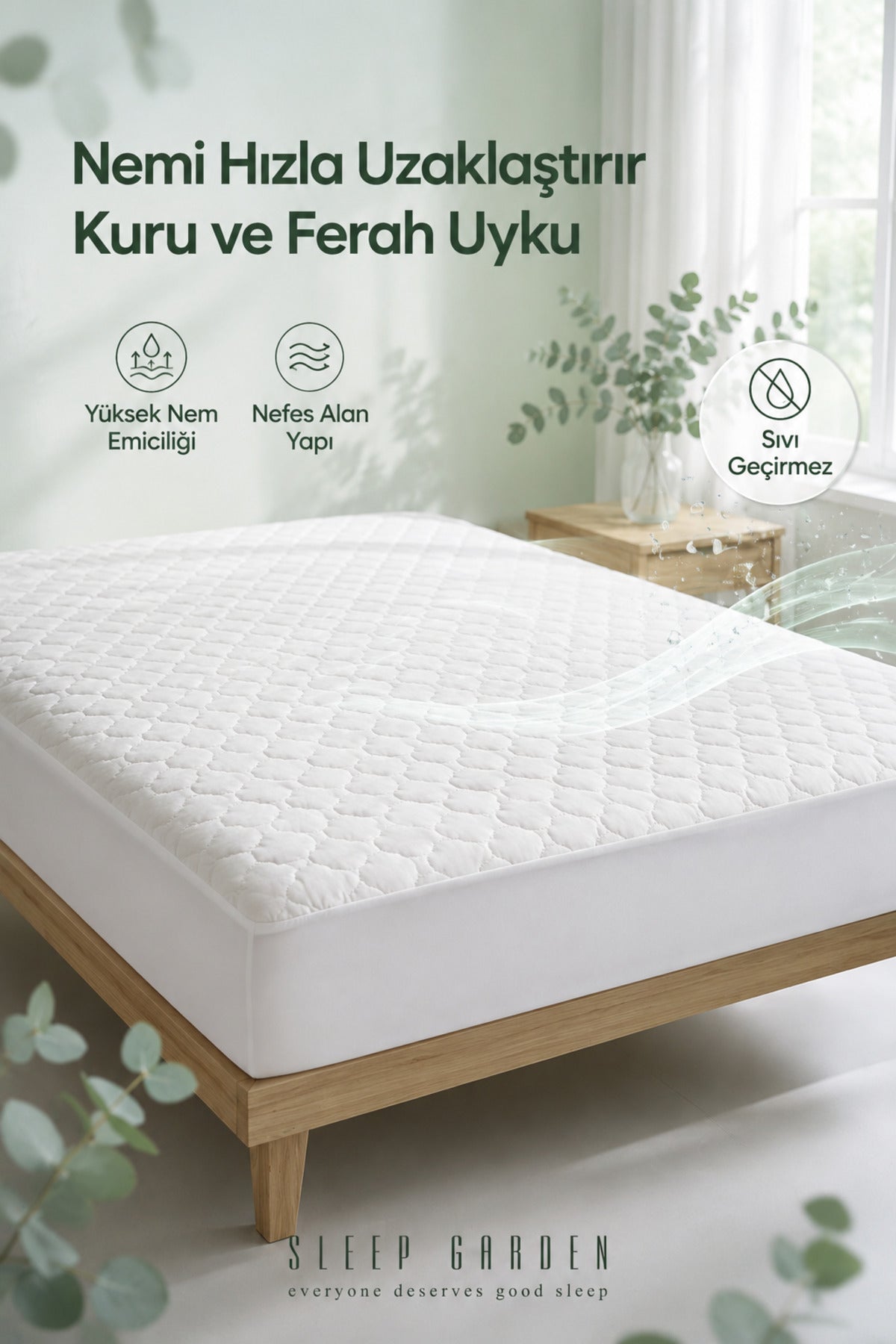 Sleep Garden Natura Collection Waterproof Fitted Mattress Protector - MALLTURK
