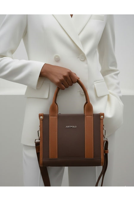 Just Polo Epi Women's Hand and Shoulder Bag, Polo Fabric Brown - MALLTURK