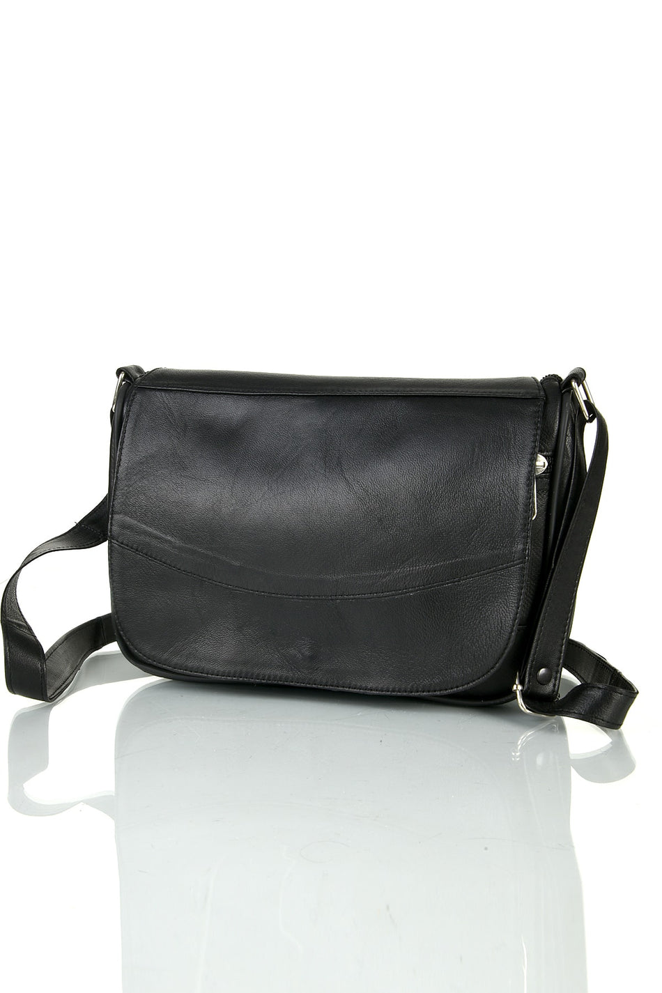 Fubileather Genuine Leather Ovel Flap Messenger Shoulder Bag 26x17x7cm