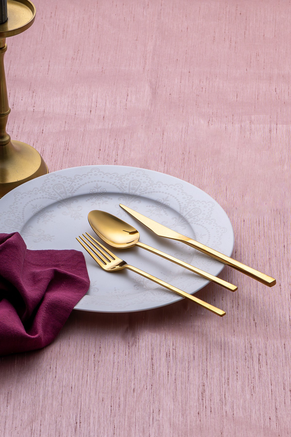 Emsan alba 18 Piece 6 Place Setting parlak gold yemek Boxed Flatware Set - MALLTURK